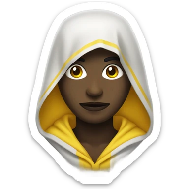 Una persona con máscara negra y capucha amarilla  sticker