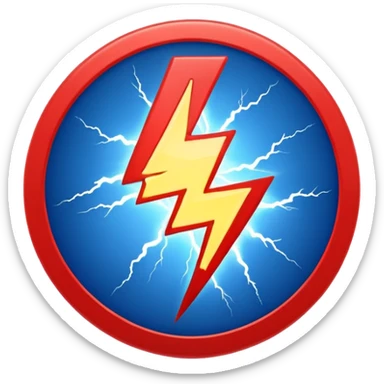 Red and blue lightening in a circle shape with effects like real lightening  sticker