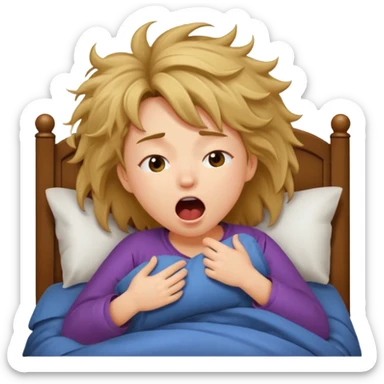 A girl waking up in bed sticker