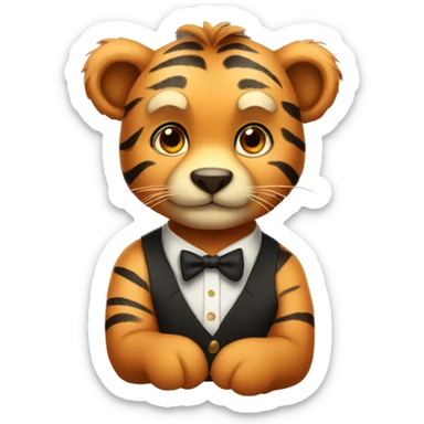 a cute and classy bear that looks like a tiger sticker