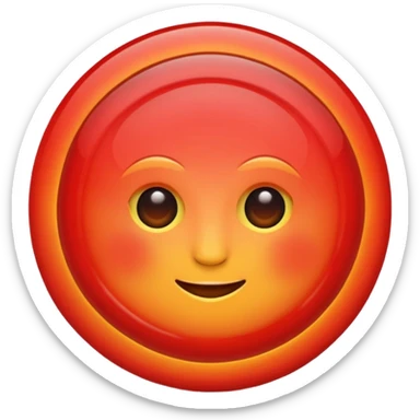 red sun emoji, round shape and bright feeling sticker