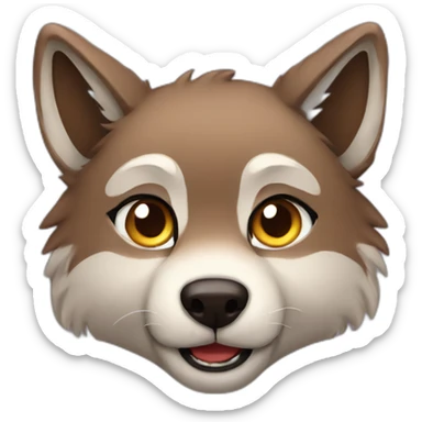 Brown cute Wolf furry sticker