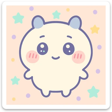 Chiikawa character, kawaii style, blushing cheeks, small mouth, soft shading sticker