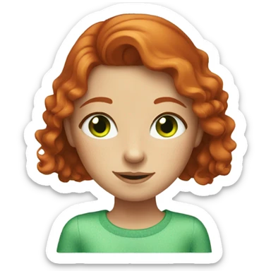 Redhead girl with freckles and green eyes sticker
