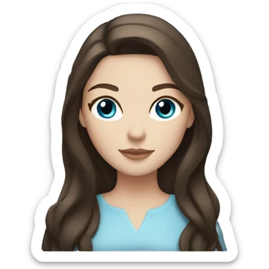 White girl with brunette hair and blue eyes holding a black cat sticker