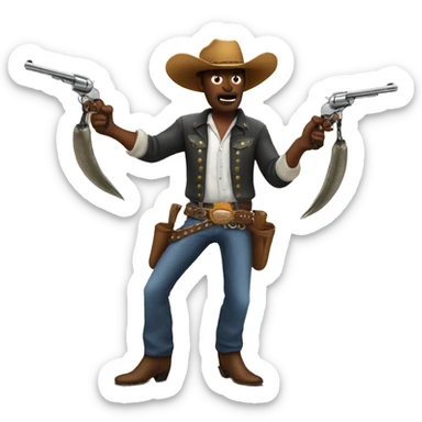Cowboy using prawns as guns sticker