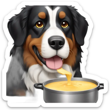 Bernese mountain dog cooking swiss cheese fondue sticker