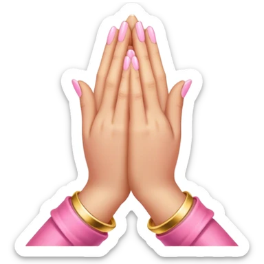 Pink prayer hands light gold sticker