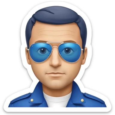 President Macron with mirrored blue aviator sunglasses sticker