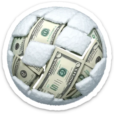 Snow ball with dollar bills  sticker