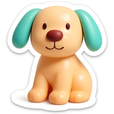 a playful dog with floppy ears vinyl figure style sticker