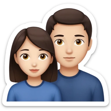 asian girl with brown eyes and dark brown hair, with her white boyfriend that has hazel eyes and light brown hair sticker
