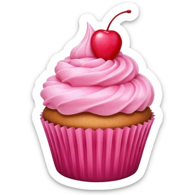 cupcake with pink icing with cherry on top sticker