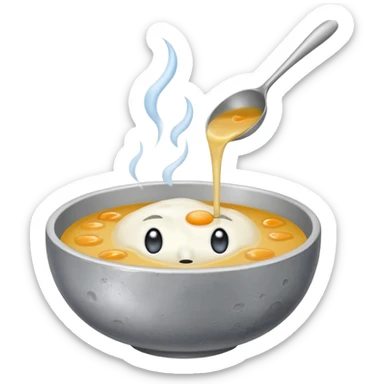 moon with droopy eyes being stirred like soup sticker