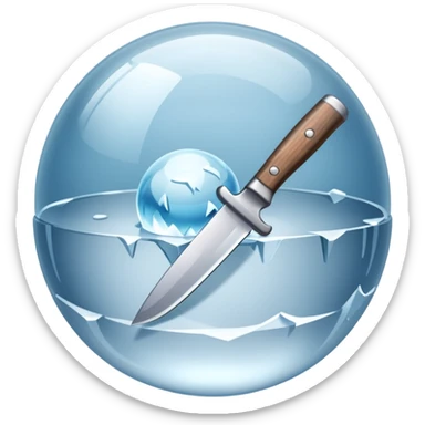 knife stuck in a ice ball sticker