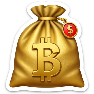 money bag with rupeee symbol sticker