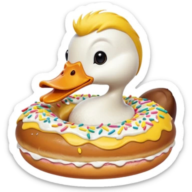 Duck with a doughnut  sticker