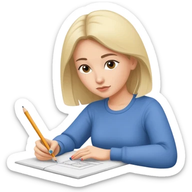 woman sketching. artist sticker