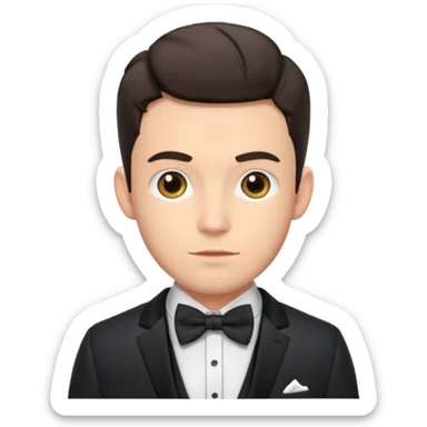 Jonathan Bailey with suit with bow tie sticker