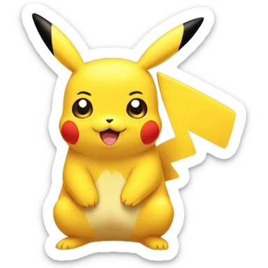 pikachu sitting on white floor sticker