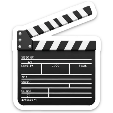 ultra simplified clapperboard, pure geometric abstraction, black and white, absolute minimum details sticker