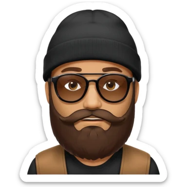 Guy with a really huge beard wearing  sunglasses and a black beanie  sticker