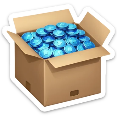 blue coins credit in a package sticker