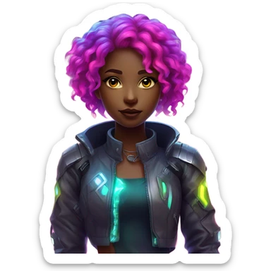 cyberpunk girl neon sticker