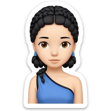 Girl with black braid  on one shoulder that is plain at the head sticker