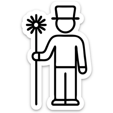 Victorian chimney sweep with broom and top hat sticker