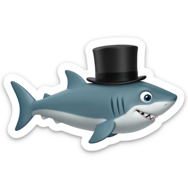 Shark with a top hat sticker