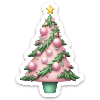 Pastel pink decorated Christmas tree sticker