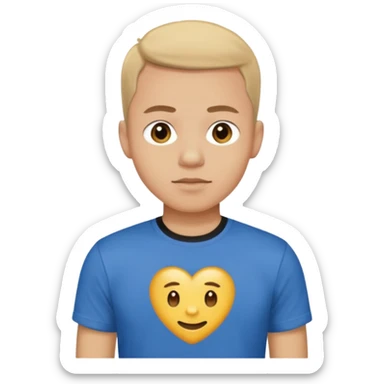 A man, shot from the center of his chest, but wearing a T-shirt, light skin tone sticker