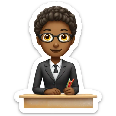 school teacher with desk  sticker