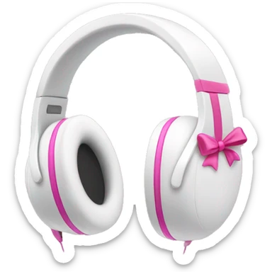 White headphones with pink bows on the side sticker