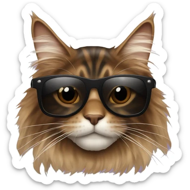 Brown and black Maine Coon with sunglasses  sticker