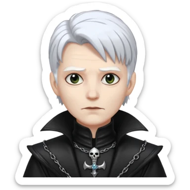 necromancer with black leather outfit white hair sticker