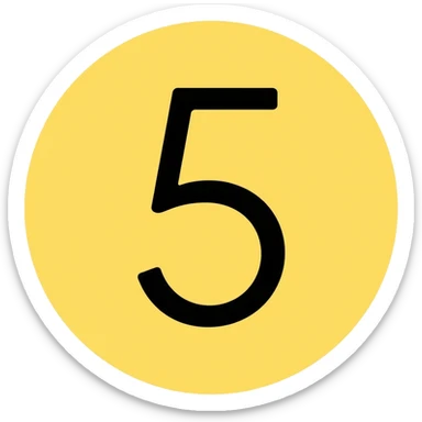 Number 5 on a yellow volumetric background sticker