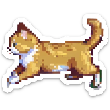 pixel art style cat running animation frame 4 sticker