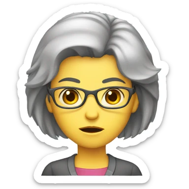 angry teacher female gray only face sticker