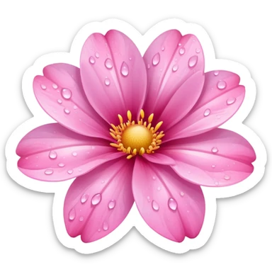 Pink flower that looks like something else, glistening with morning dew sticker