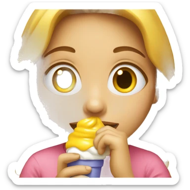  A girl licking ıce cream sticker