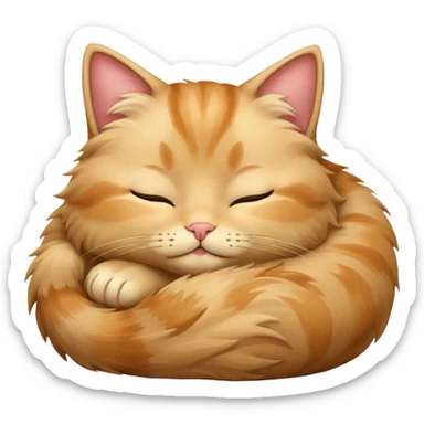 котик спит beige sticker