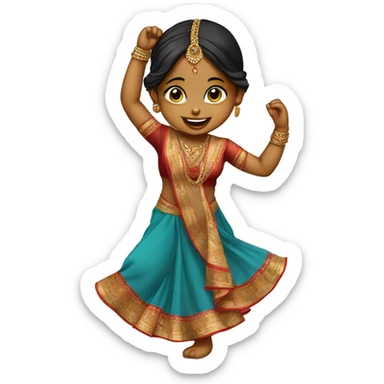 Indian baby girl dancing in ethnic wear comic sticker