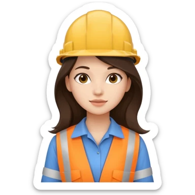 girl architect - brunette - 20 years old cute pose - long hair girl no eye glasses. pretty girl sticker