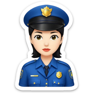police woman with black hair sticker
