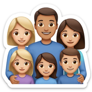 Happy family of 5: mom, dad, sisters and brother sticker