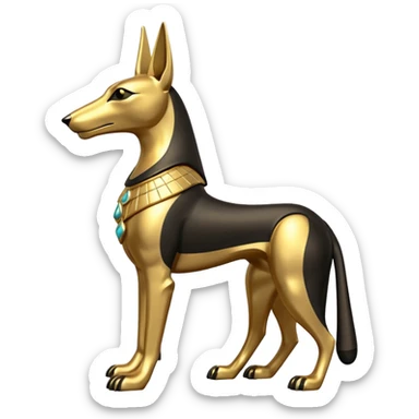 Ancient style statue casually adorned anubis canine formally posed setting down  sticker