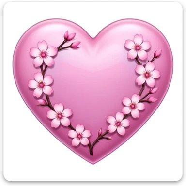 heart with sakura and holographic finish sticker