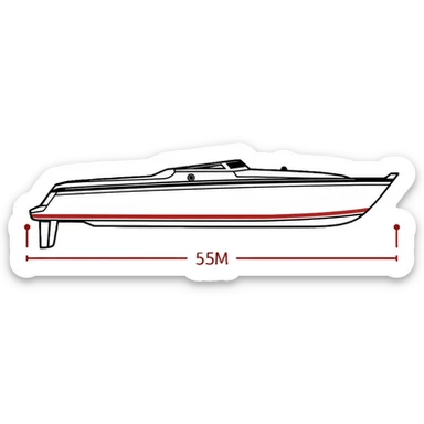 technical diagram of 5.5 meter boat hull with measurement marked sticker